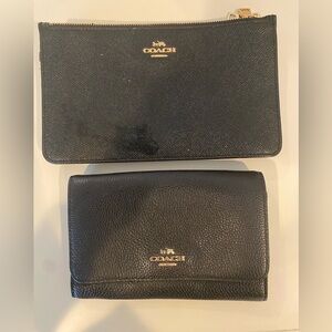 2 Coach Black Pebbled Leather Wallets